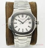 PFF Factory V4 Patek Philippe Nautilus Replica Watch Swiss 9015 Stainless Steel White Dial